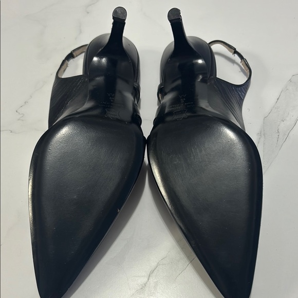 Bruno Magali Black Leather Slingback Heels with Pointed Toe - Picture 5 of 6
